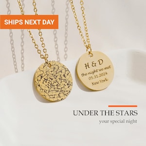Collier carte des étoiles personnalisé, pendentif ciel nocturne gravé personnalisé, cadeau constellation pour maman, cadeau d'anniversaire commémoratif, FN-183