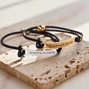 Classy Personalized Leather Bracelet for Women, Valentine Gift, Unisex Bracelet, Custom Braided Bracelet, Best Friend Bracelet, FB-15 image 2