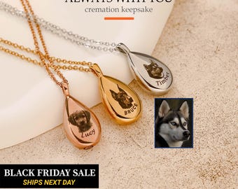 Pet Urn Necklace for Ashes, Personalized Cremation Keepsake Pendant, Waterproof Dog Cat Memorial Jewelry, Pet Loss Gift for Her, FN-162
