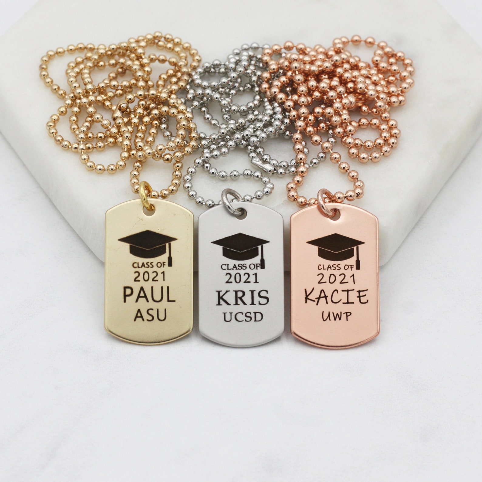 Graduation Dog Tag Necklace Custom Military Tag Graduation Etsy