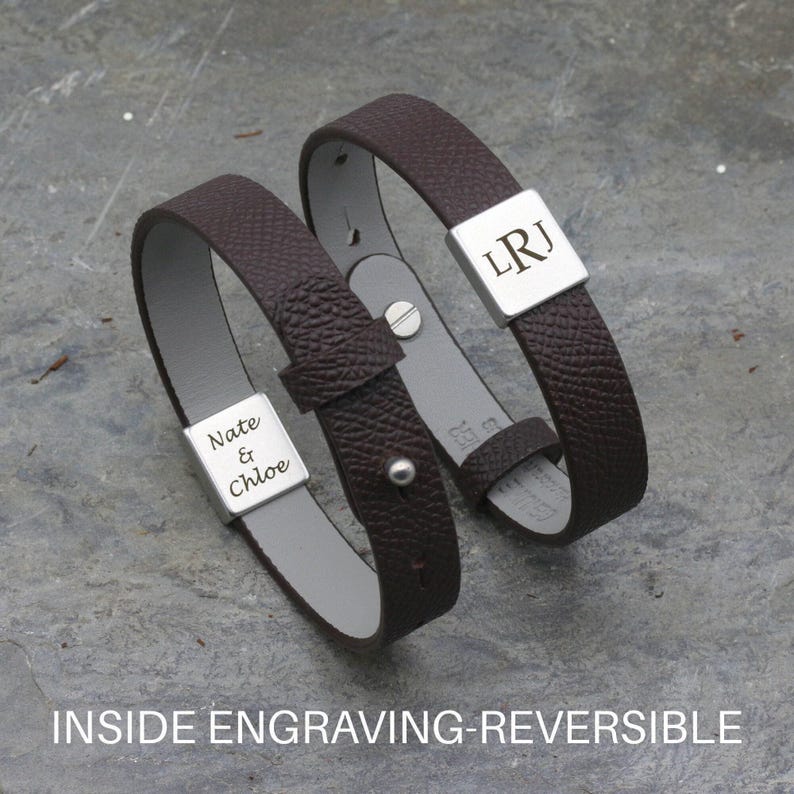 Personalized Leather Coordinate Bracelet for Men, Custom Engraved Bracelet, Long Distance Boyfriend Gift, Graduation Gift for Him, FB-30 image 8