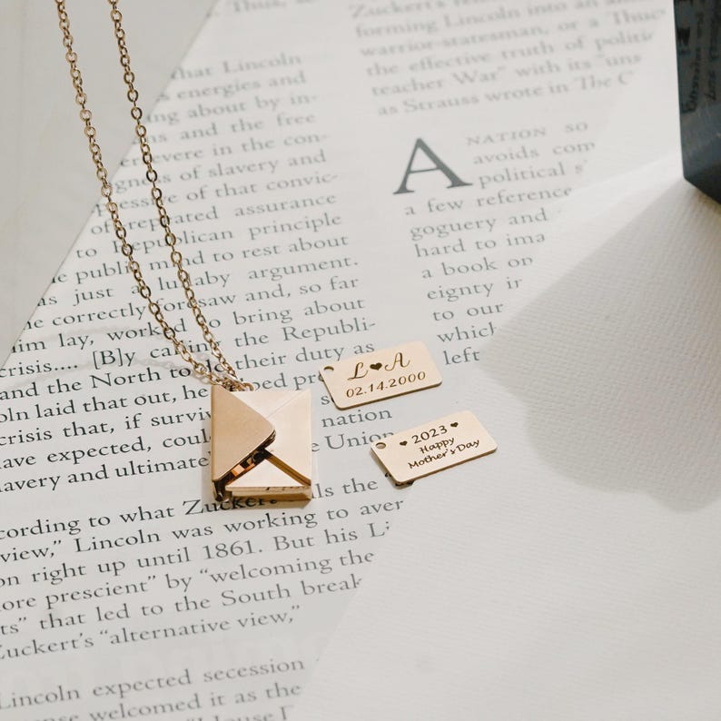 Secret Message Personalized Envelope Necklace, Hidden Message Necklace, Love Letter Necklace, Pouch Necklace for Mom, Locket Necklace,FN-171 image 2