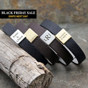 Personalized Leather Bracelet for Men, Engraved Coordinate Bracelet, Boyfriend Husband Gift, Fathers Day Anniversary Gift for Him, FB-28
