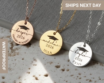 Custom Graduation Necklace, Name Necklace, College Graduation Gift for Women, BBF Gift, High School Grad Class of 2026, FN-186