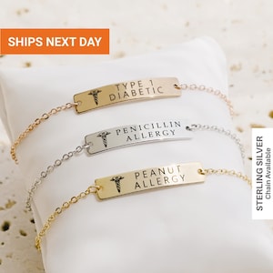 Dainty Personalized Medical Alert Bracelet Women, Autism, Dementia, Diabetic, Medical ID Bracelet, Medical Jewelry, FB-38