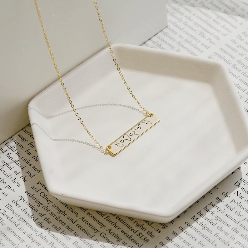 Multiple State Necklace for Long Distance, Custom States Countries Pendant, Waterproof Friendship Family Jewelry, Graduation Gift, FN-147 Bild 2