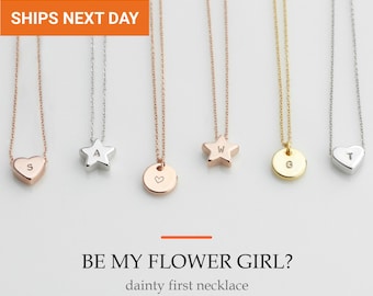 Personalized Kids Heart Necklace, Custom Initial Necklace for Girls, Flower Girl Proposal Gift, Baby Girl Gift, FNK-02