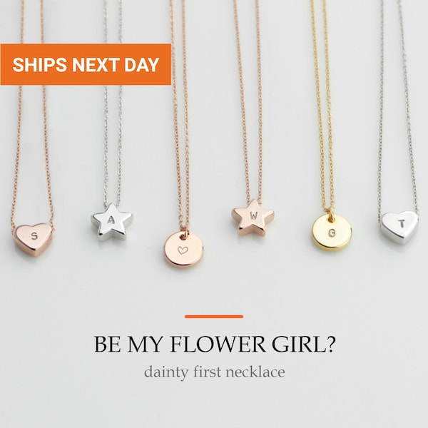Personalized Kids Heart Necklace, Custom Initial Necklace for Girls, Flower Girl Proposal Gift, Baby Girl Gift, FNK-02