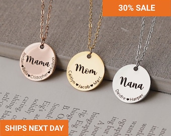 Engraved Mama Necklace • Grandma Gift • Personalized Godmother Jewelry • Grandmother Gift • Nana from Kids, FN-185