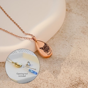 Personalized Cremation Jewelry, Pet Ashes Necklace, Pet Urn Necklace, Dog Mom Memorial Gift for Her, Engraved Necklace for Cat Moms, FN-162 image 7