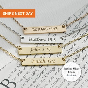 Dainty Custom Bible Verse Necklace Sterling Silver, Christian Necklace Gift for Mom, Christian Jewelry, Necklace for Mother, FN-08