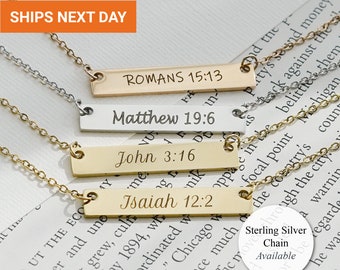 Dainty Custom Bible Verse Necklace Sterling Silver, Christian Necklace Gift for Mom, Christian Jewelry, Necklace for Mother, FN-08