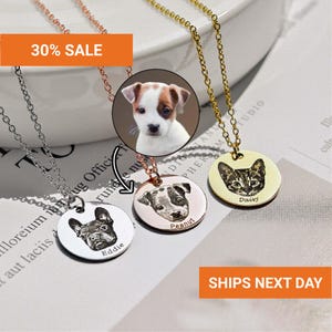 Custom Pet Photo Necklace, Pet Memorial Gift from Photo, Cat Necklace, Pet Portrait, Pet Loss Gift, Handmade Jewelry, FN-154