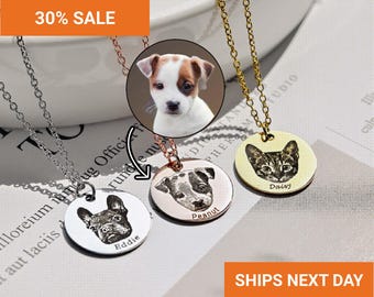Custom Pet Photo Necklace, Pet Memorial Gift from Photo, Cat Necklace, Pet Portrait, Pet Loss Gift, Handmade Jewelry, FN-154