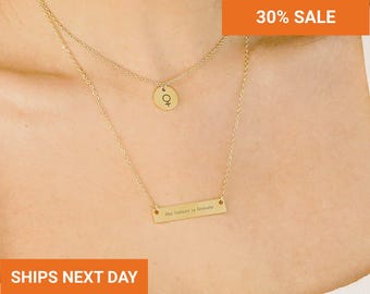 Personalized Feminist Necklace, Layered Women Empowerment Necklace Set, Female Empowerment Jewelry, Engraved Feminist Gift for Her, FN-65