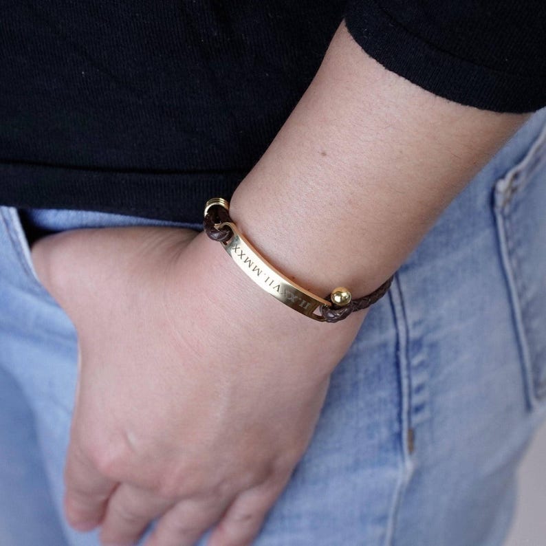 Classy Personalized Leather Bracelet for Women, Valentine Gift, Unisex Bracelet, Custom Braided Bracelet, Best Friend Bracelet, FB-15 image 6