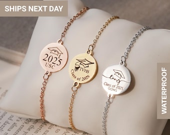 Custom Graduation Bracelet, Personalized Graduation Gift, College Graduation Keepsake, Grad Gift for Her, Graduation Jewelry, FB-66