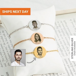 Engraved Portrait Bracelet: Photo Picture Pendant • Personalized Birthday Gift • Handmade Jewelry • Engraved Gifts, FB-64