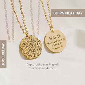 Custom Star Map Necklace, Engraved Personalized Night Sky Necklace, Great Gift for Mom, Memorial Necklace, Birthday Necklace, FN-183