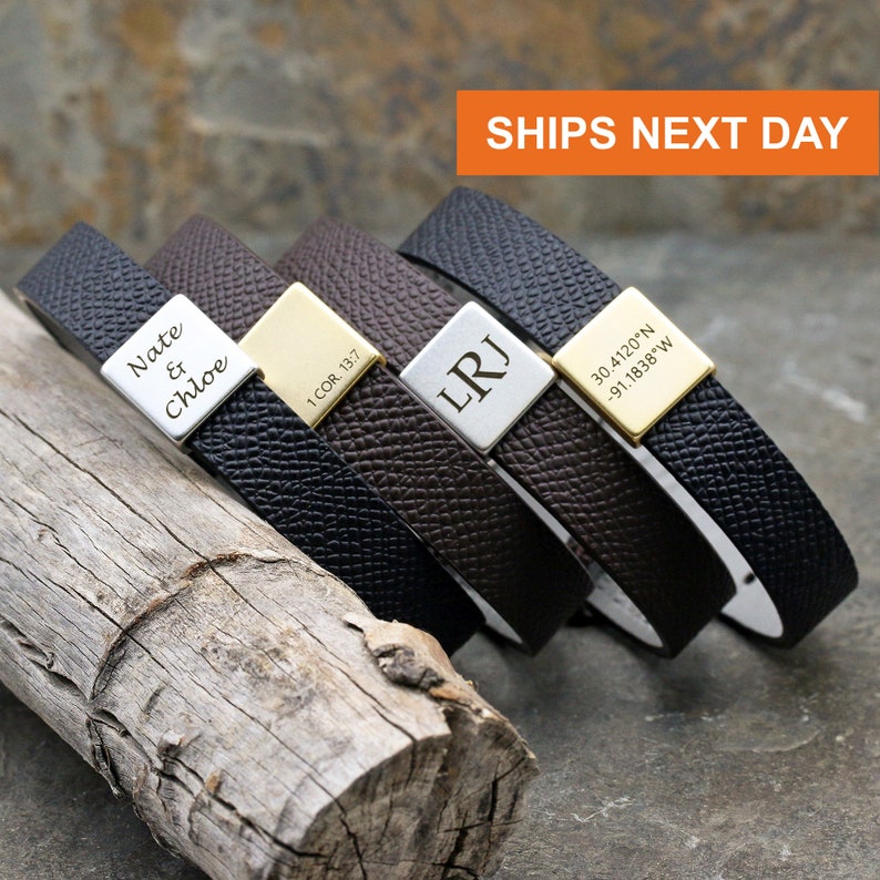 Personalized Leather Bracelet for Men For Husband Valentine's Day Gift Father's day Gift Handmade Gift for Boyfriend Graduation Gifts FB-28 