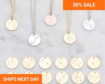 Constellation Necklace Sterling Silver, Zodiac Sign Necklace, Personalized Astrology Necklace, Celestial Birthday Gift for Her, FN-112