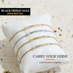 Personalized Christian Bracelet, Engraved Bible Verse Bracelet, Dainty Faith Jewelry, Baptism Confirmation Gift, Religious Bracelet, FB-41