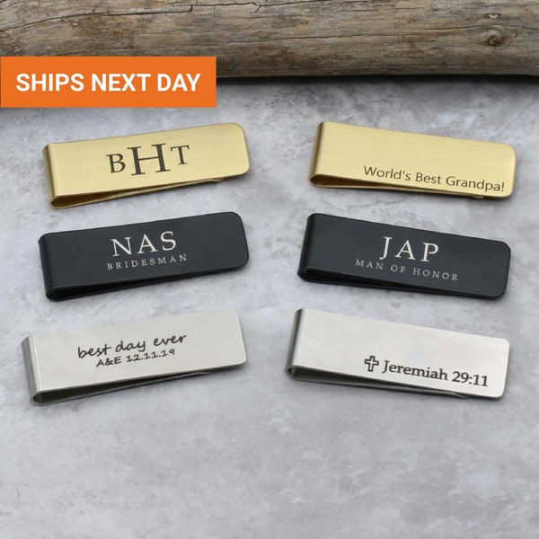 Unique Personalized Money Clip, Husband Gift, Groomsmen Gift, Anniversary Gift for Dad, For Husband, Custom Engraved Money Clip, FMOC-01