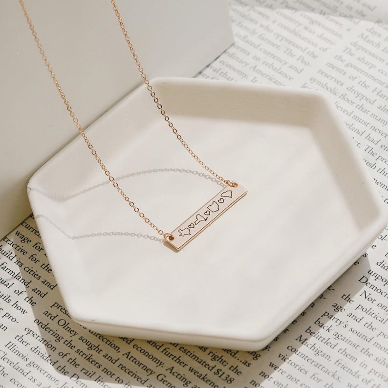Multiple State Necklace for Long Distance, Custom States Countries Pendant, Waterproof Friendship Family Jewelry, Graduation Gift, FN-147 Bild 3