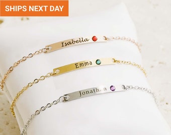 Unique Custom Birthstone Bracelet, Personalized Name Bracelet for Women, Birthstone Mom, Baby Bracelet for Kids, FBK-05