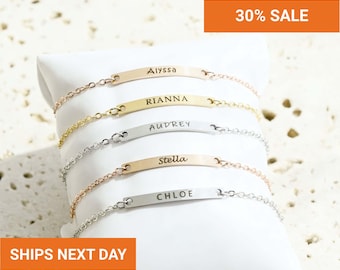 Unique Custom Engraved Name Bracelet for Women, Dainty Bar Bracelet, Classic Bar Bracelet, Delicate Bracelet, Initial Bracelet, FB-62