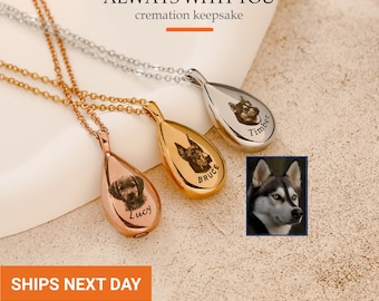 Pet Urn Necklace for Ashes, Personalized Cremation Keepsake Pendant, Waterproof Dog Cat Memorial Jewelry, Pet Loss Gift for Her, FN-162