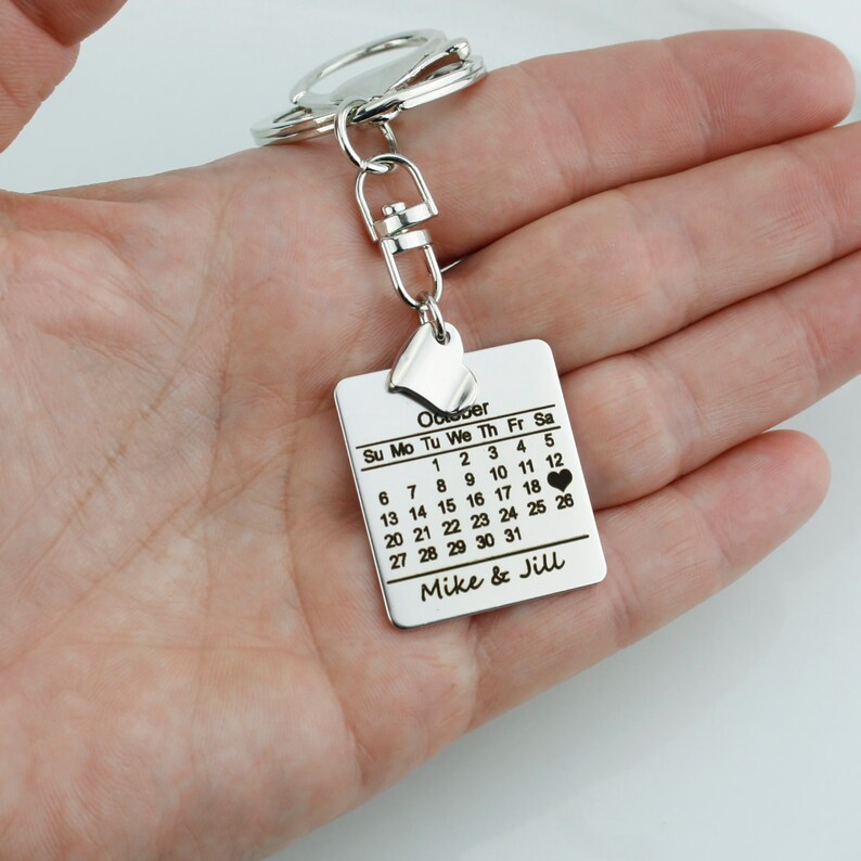 Personalize Gift Calendar Keychain Anniversary Gift Couple Etsy