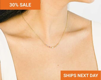 Custom Multi-Stone Necklace, Birthstone Necklace for Mom, Family Birthstone Necklace, Mother's Day Gift, FN-174