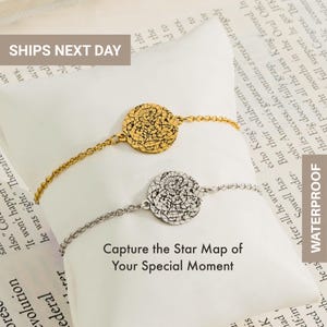 Custom Star Map Bracelet by Date Location, Engraved Personalized Night Sky Bracelet, Great Gift for Mom, Memorial, Birthday Bracelet, FB-65