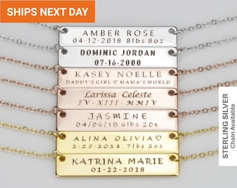 Birth Announcement, Baby Birth Stats Necklace, New Mom Gift, Baby Birth Gift, Mother&#39;s Day Gift, Baby Weight Necklace, FN-27