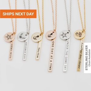 Custom Sterling Silver Deployment Necklace: Military Wife Gift
