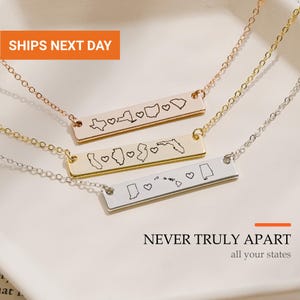 Multiple State Necklace for Long Distance, Custom States Countries Pendant, Waterproof Friendship Family Jewelry, Graduation Gift, FN-147 Bild 1