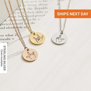 Custom ASL Necklace: Sign Language Hand Gesture Jewelry
