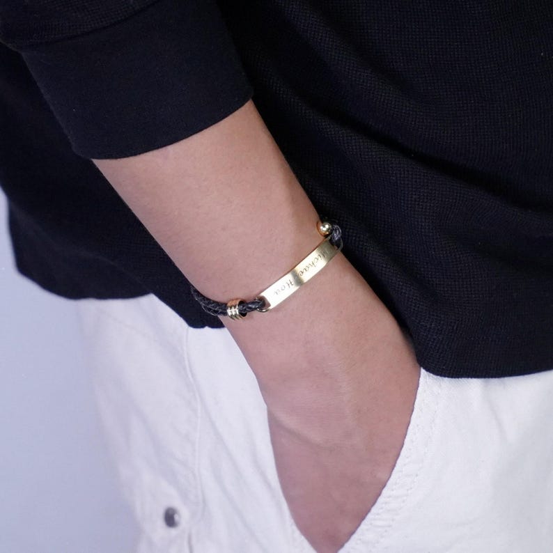 Pulsera de cuero grabada: Regalo de San Valentín para novio, pulsera trenzada personalizada, FB-25 imagen 9