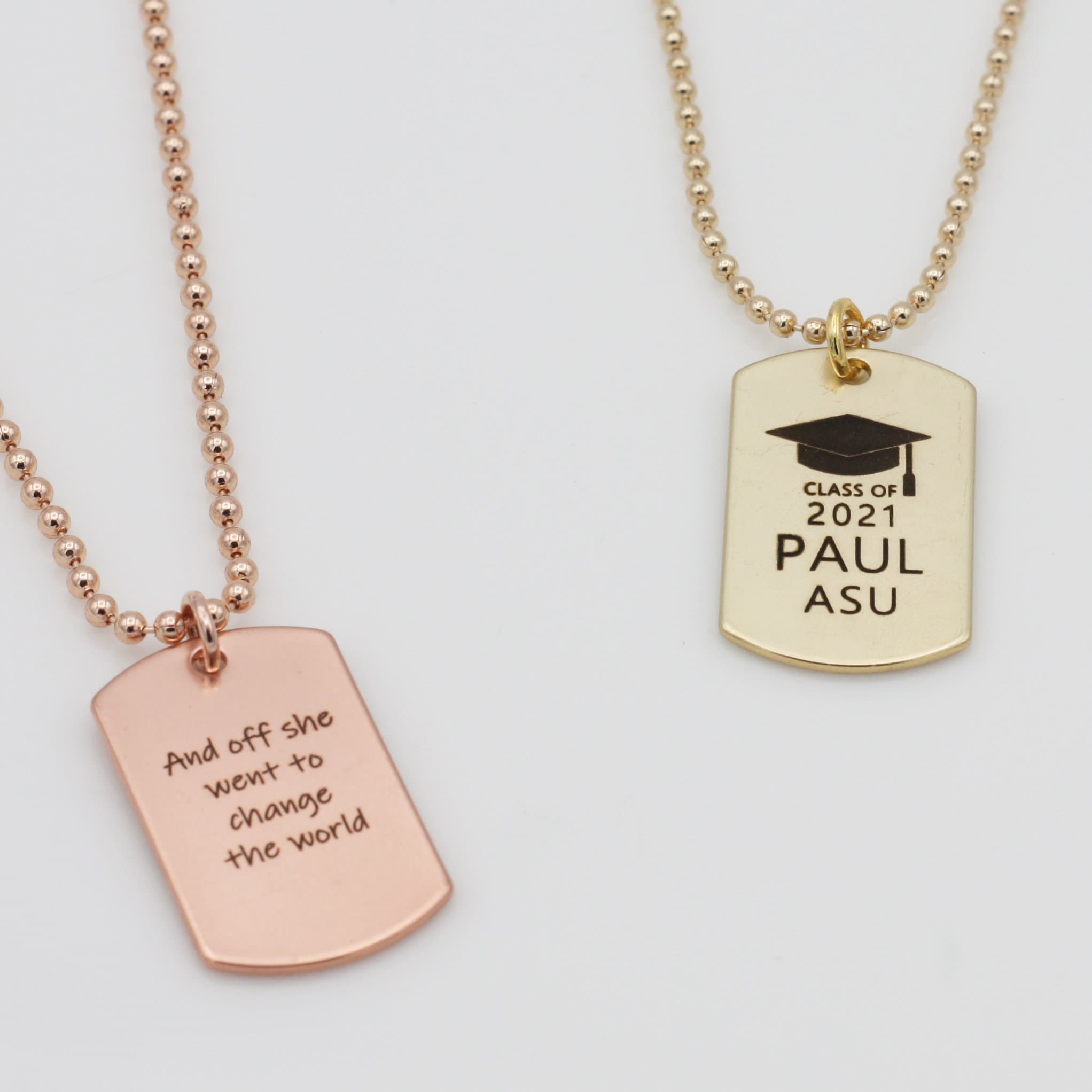 Graduation Dog Tag Necklace Custom Military Tag Graduation Etsy