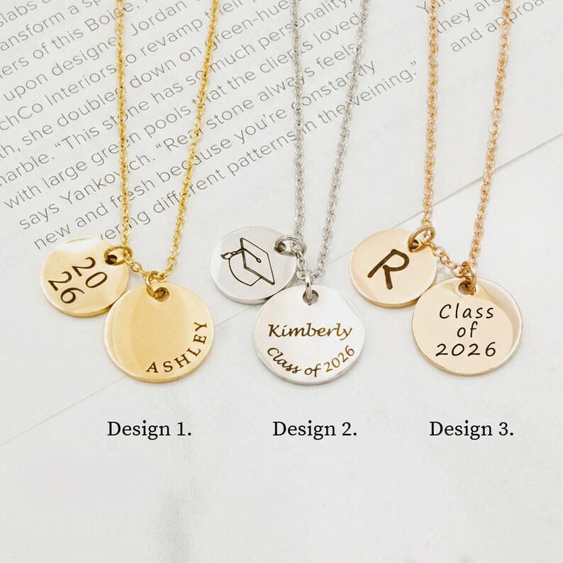 Custom Graduation Necklace Gift, Customized High School Grads Gift for Girls College, Graduation Class of 2026, FN-09 image 2