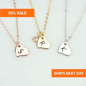 Custom Heart Pendant Necklace, Initial Necklace, Birthstone Necklace, Best Friend Necklace, Birthstone Jewelry, Personalized Gift, FN-96