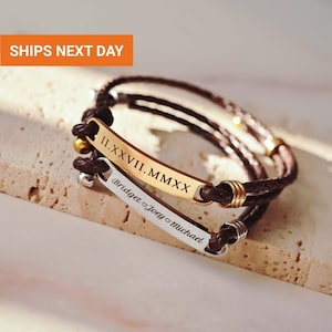 Classy Personalized Leather Bracelet for Women, Valentine Gift, Unisex, Custom Braided Friend Bracelet, FB-15
