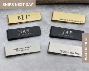 Personalized Money Clip, Husband Gift, Groomsmen Gift, Anniversary Gift for Dad, For Husband, Custom Engraved Money Clip, Graduation,FMOC-01