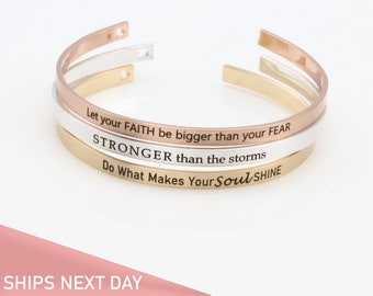 Bivei Inspirational Bracelets Magnetic Clasp Rope Cord Motivational Quotes Positive Saying Cuff Encouragement Jewelry Gift