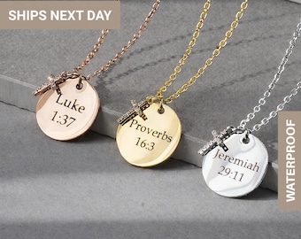 Christian Necklaces for Women, Custom Christian Bible Verse Necklace, Handmade Gifts for Mom, Dainty Religious Jewelry Birthday Gift, FN-187