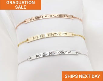 Bracelet coordonné personnalisé pour femme, bracelet date spéciale femme, coordonnées gravées, cadeaux de bracelet pour petite amie FB-20