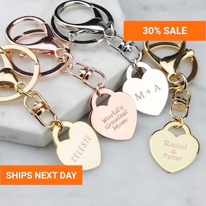 Custom Heart Keychain for Women, Mother's Gift, Best Friend Gift, Engraved Jewelry, Girlfriend Gift, FKC-26