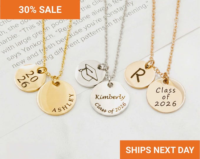 Custom Graduation Necklace, Class of 2026 Graduation Gift for Her, Personalized High School College Grad Gift for Daughter, FN-09