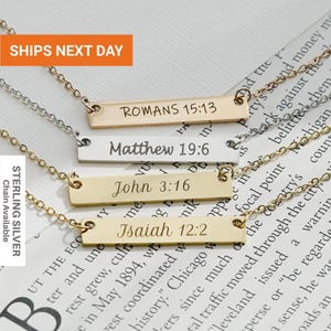 Dainty Custom Bible Verse Necklace Sterling Silver, Christian Necklace Gift for Mom, Christian Jewelry, Necklace for Mother, FN-08